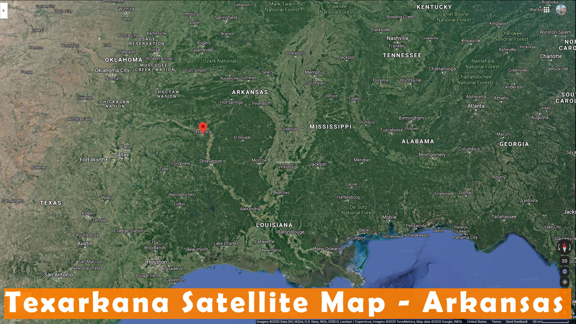 Texarkana Satellite Carte Arkansas